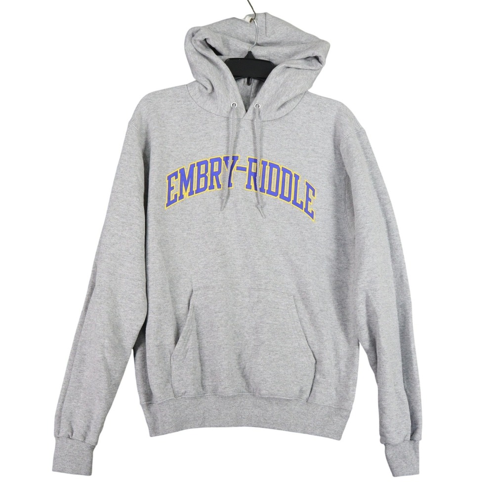 Champion Embry Riddle University Hoodie Mens S Gray Fleece Pullover College